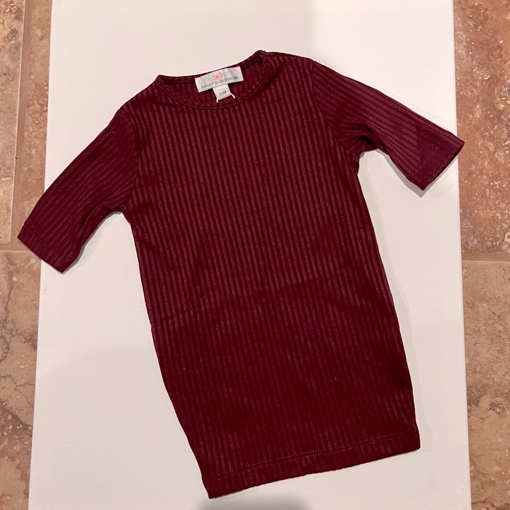 Baileys Blossoms Burgundy Ribbed Dress